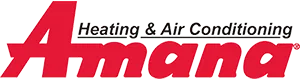 The logo for a company called amana heating and air conditioning